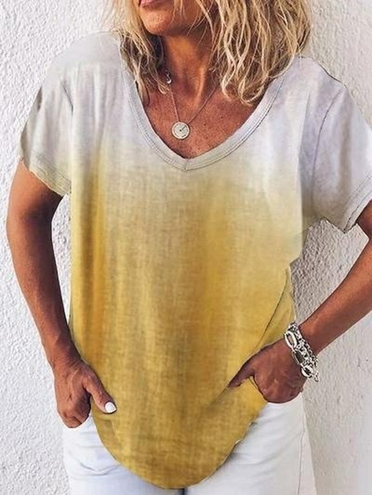 

Повседневная блузка с коротким рукавом с v-образным вырезом Gradient для Женское