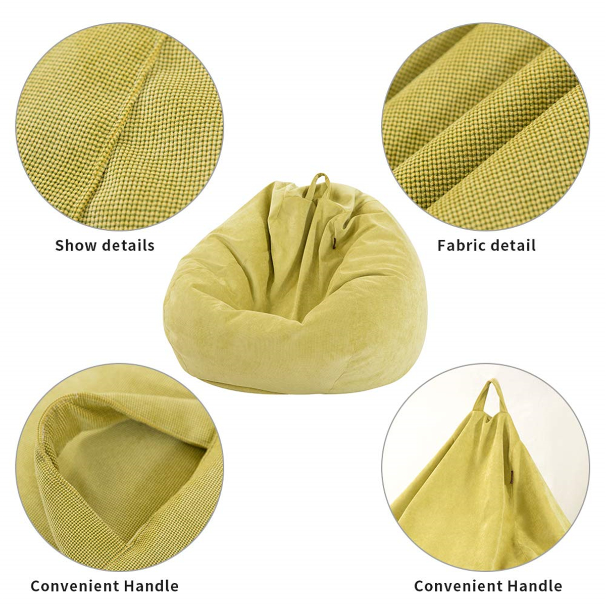 Corduroy Bean Bag Chair 70*80cm Multicolor Gaming Sofa Cover Indoor Lazy Sofa With Mesh Bag Liner Cover 14