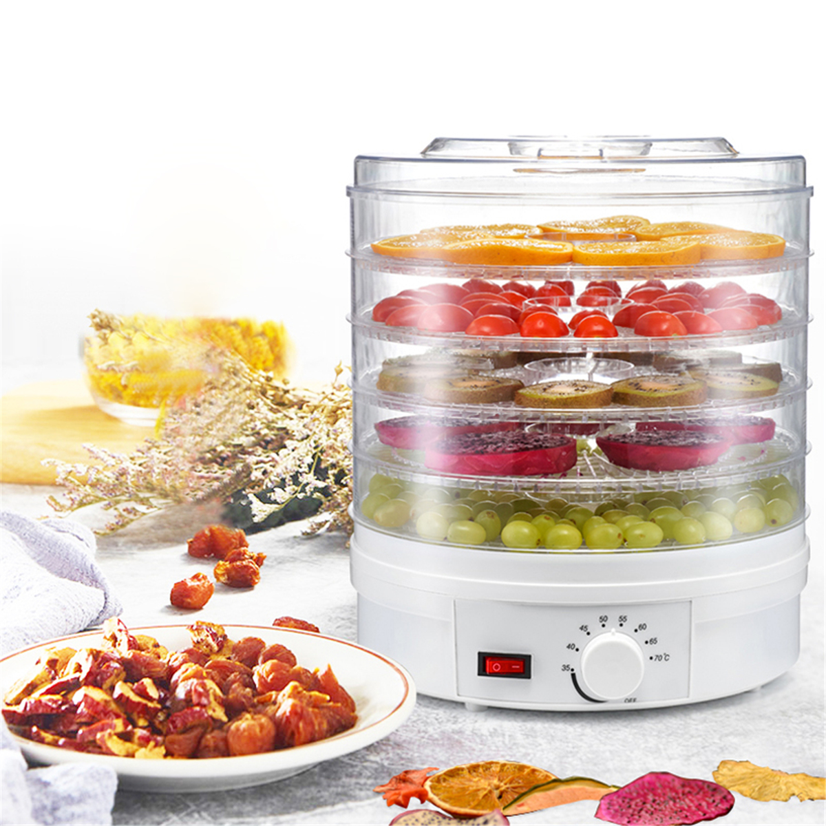 110V 350W 5 Trays Food Vegetable Dehydrator Fruit Meat Dryer Drying Machine 9