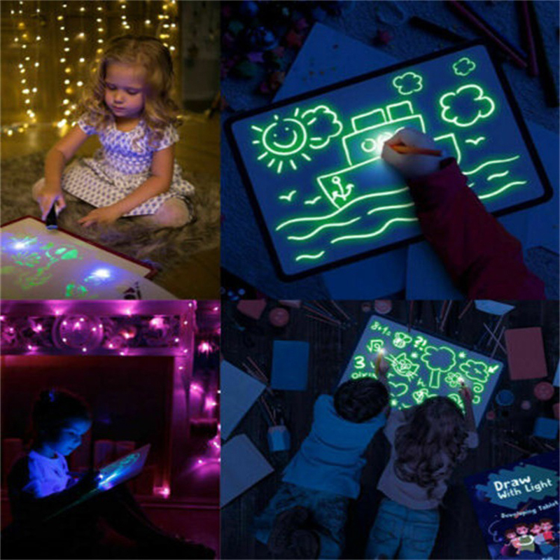 A3 Size 3D Children's Luminous Drawing Board Toy Draw with Light Fun for Kids Family 13