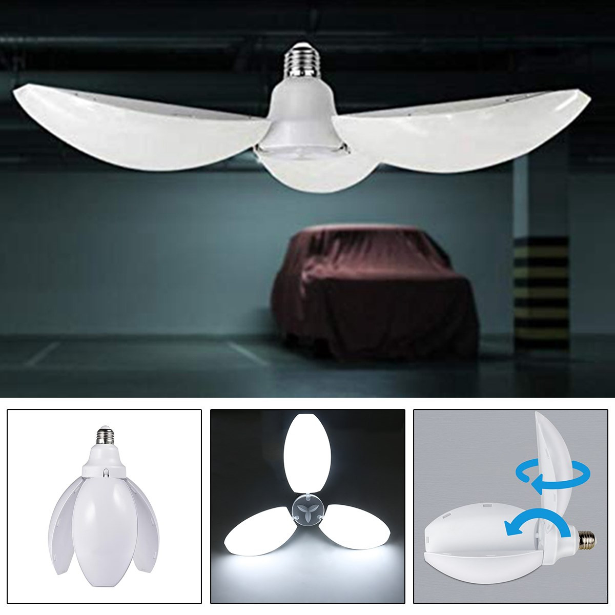 

AC165-265V 45W 6500K SMD2835 Deformable LED Ceiling Light Bulb Pental Garage Lamp for Shop