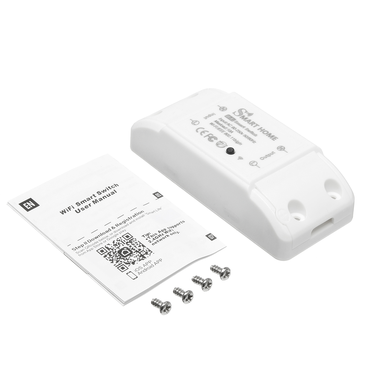 

WiFi Smart Switch 10A/2200W Wireless Remote Switch Timer APP Control Universal Smart Home Automation Module Light Switch