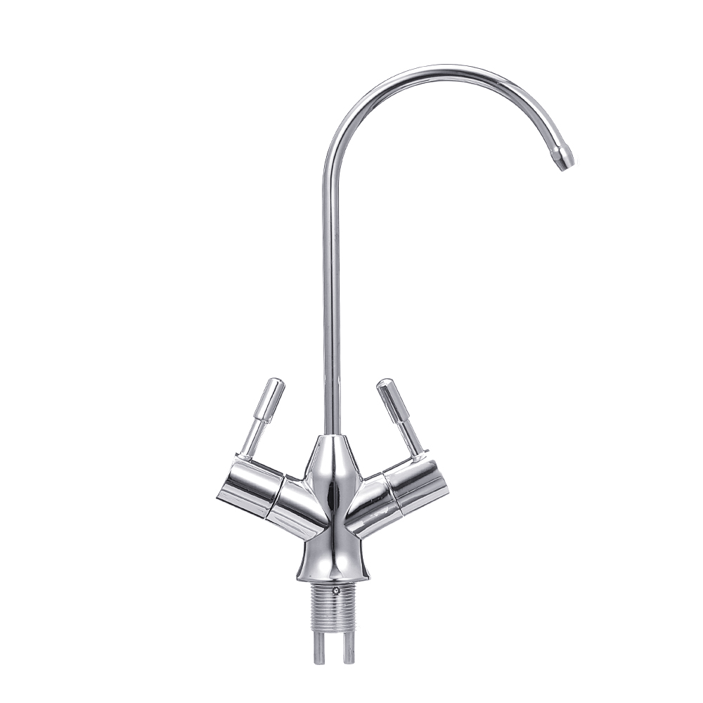 

1/4'' 304 Stainless Steel Reverse Osmosis Mixer Tap 360 Degree Rotation Double Handle Switch Swivel Spout Gooseneck Drinking Water Filter Faucet