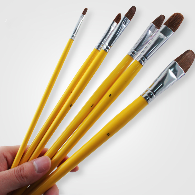 

Memory 6 Pcs Odd Numbers Artist Wolf Horse Hair Painting Brush Set Acrylic Oil Painting Pen Watercolor Art Supplies