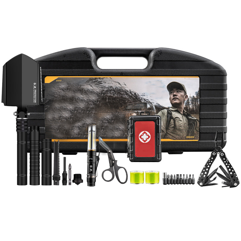 

HX OUTDOORS 7 In 1 Multifunctional Tools Kit Set Box Storage Case Emergency Survival Car Shovel Outdoor Camping