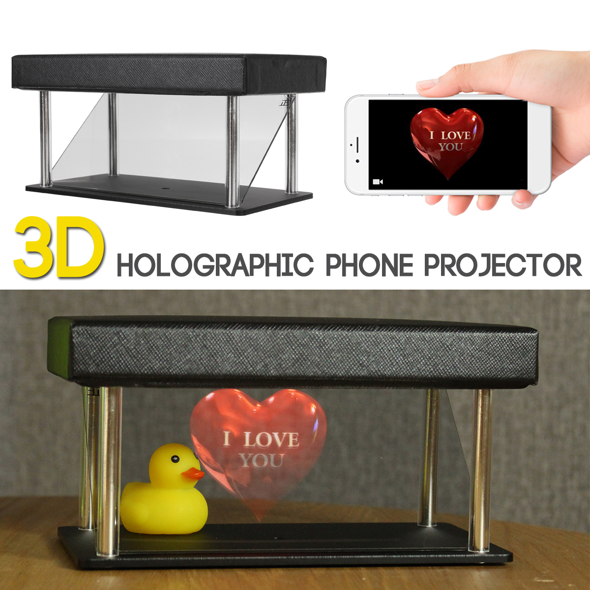 

Mobile Phone 3D Holographic Projection Box 180 Degrees Projector (Hidden version)For Under 6.5 Inch Phone