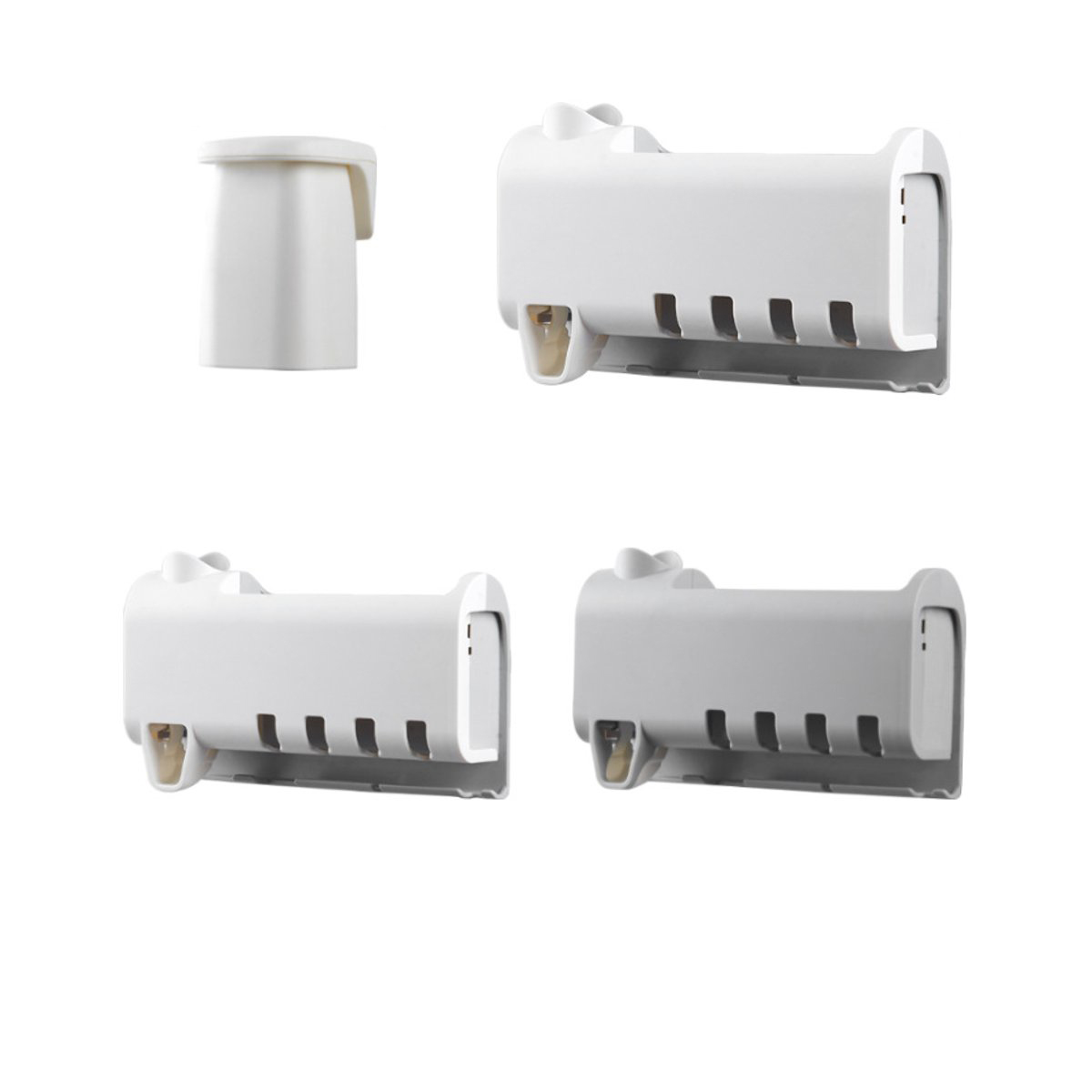 

Automatic Toothpaste Dispenser 4 Toothbrush Holder Set No Punching Wall Mount Storage Rack
