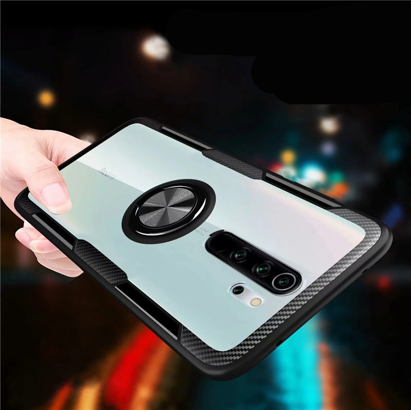 

For Xiaomi Redmi Note 8 Pro Case Bakeey 360° Adjustable Ring Holder Anti-slip Shockproof Transparent TPU Protective Case