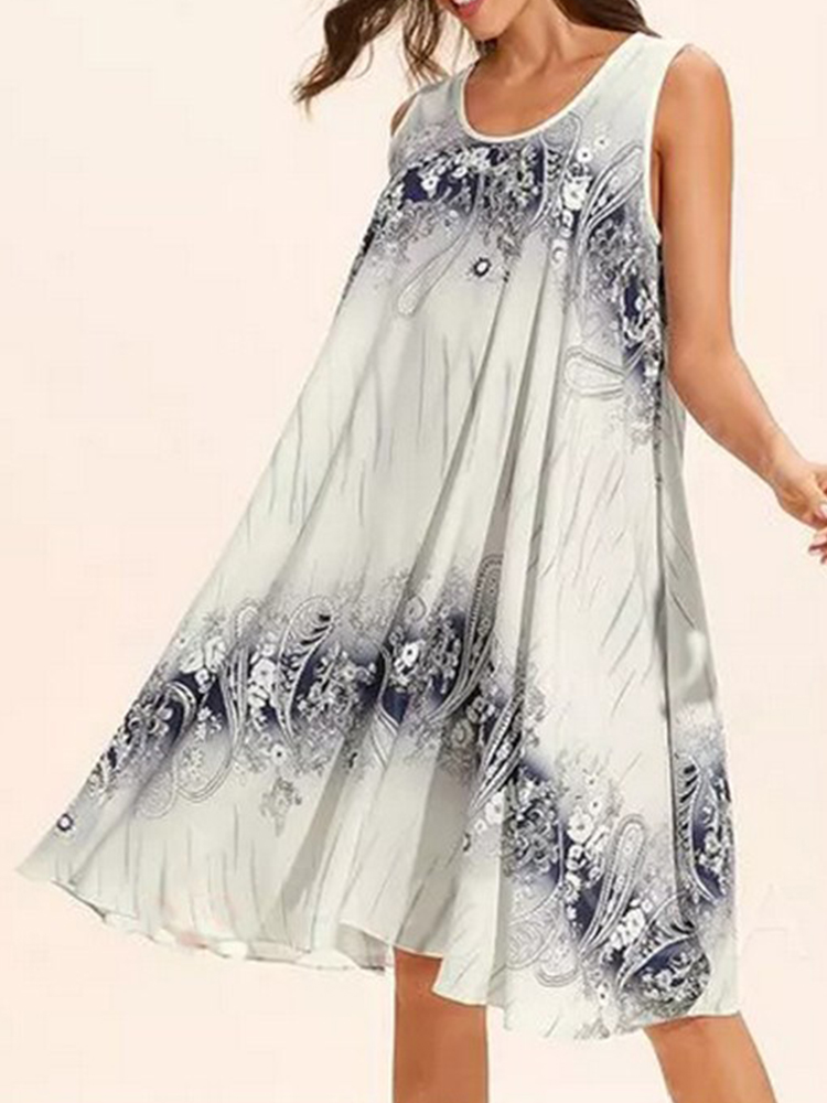 

Bohemian Print Sleeveless Dress for Women