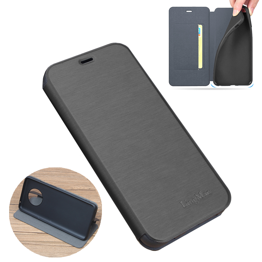 

For OnePlus 7T Case Bakeey Flip with Stand Card Slot Full Body Brushed Leather Shockproof Soft Protective Case