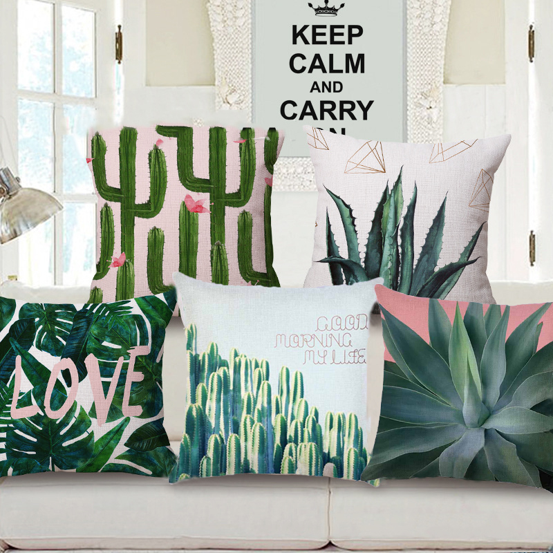 

Fresh Plants Linen Pillow Case Waist Cushion Cover Bags Home Car Decor 45x45cm