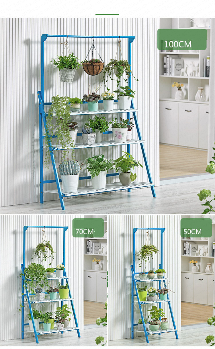 Plant Stand Flower Pot Display Multi-layer Shelf with Hanging Rod Plants Rack Holder Organizer 61