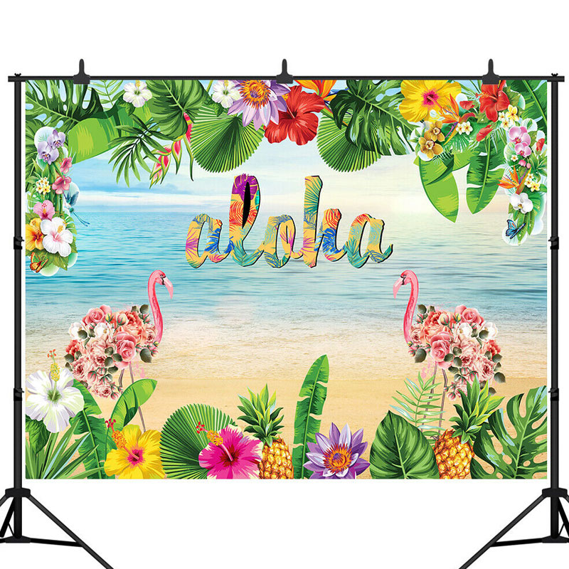 

3x5FT 5x7FT Vinyl Hawaii Flamingo Beach Photography Backdrop Background Studio Prop