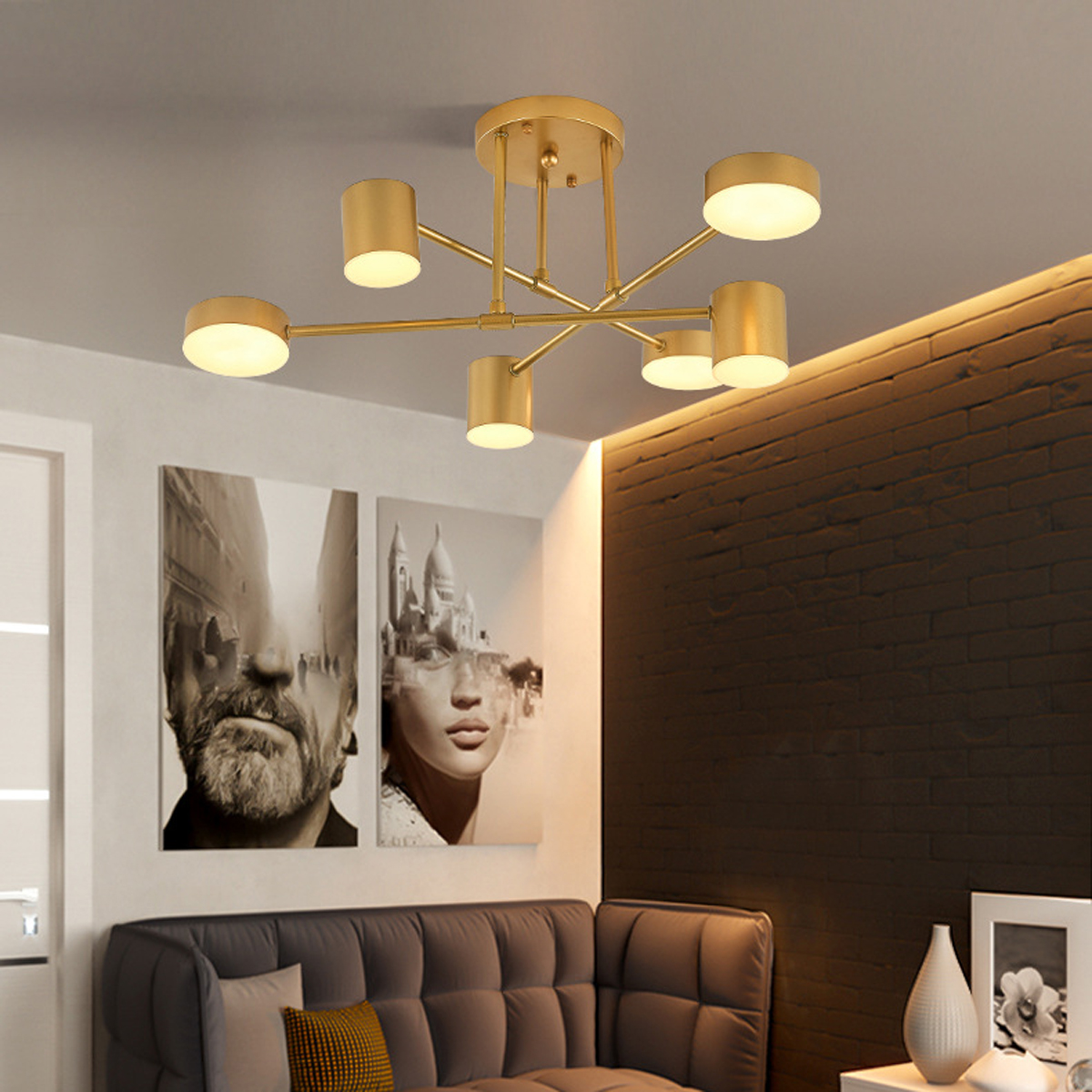 

33W 6 Head Modern LED Ceiling Light Home Office Acrylic Lampshade Lamp 110V/220V