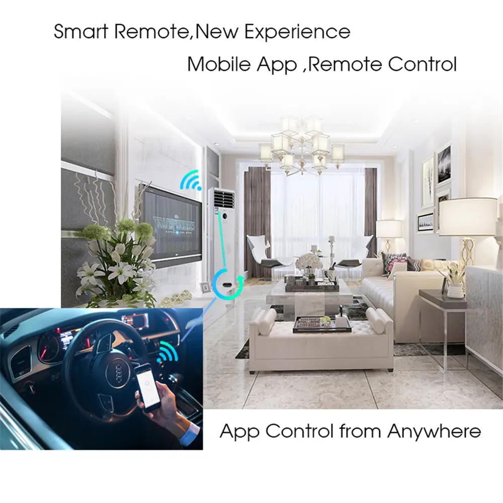 Smart IR controller can replace most of the traditional remote controls in your home. Supports 80,000+ IR (IR only, not RF) controlled devices