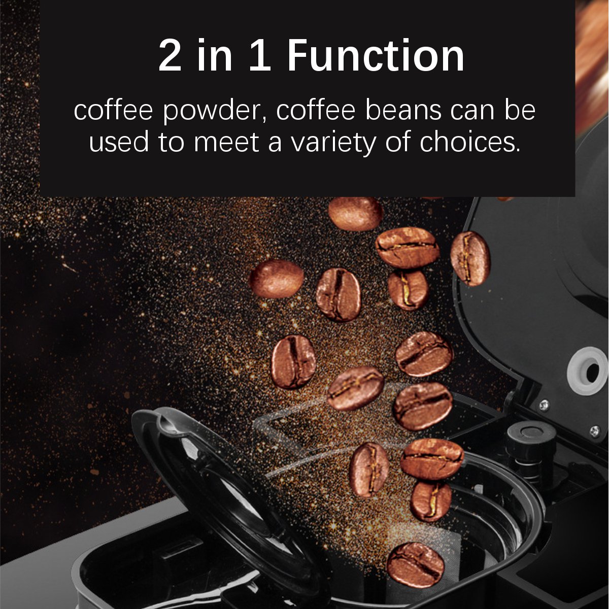 1000W 110V Auto Drip Coffee Machine American Espresso Drink Maker With Grinder 11