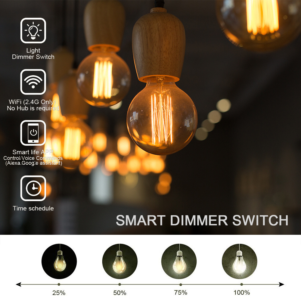 2.4G WiFi Smart Light Dimmer Switch DIY Wireless Breaker Voice Remote Control Work with Smart Life Tuya Alexa Google Home For Smart Home 6