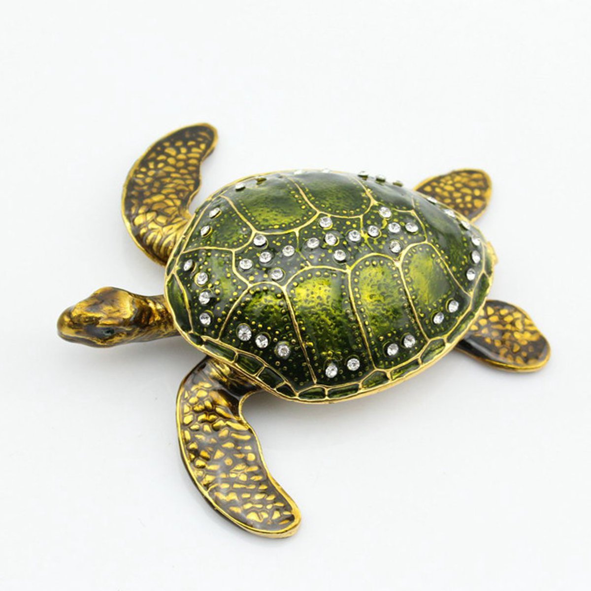 

Turtle Metal Jewelry Box Trinket Case Crystal Storage Organizer Birthday Gift