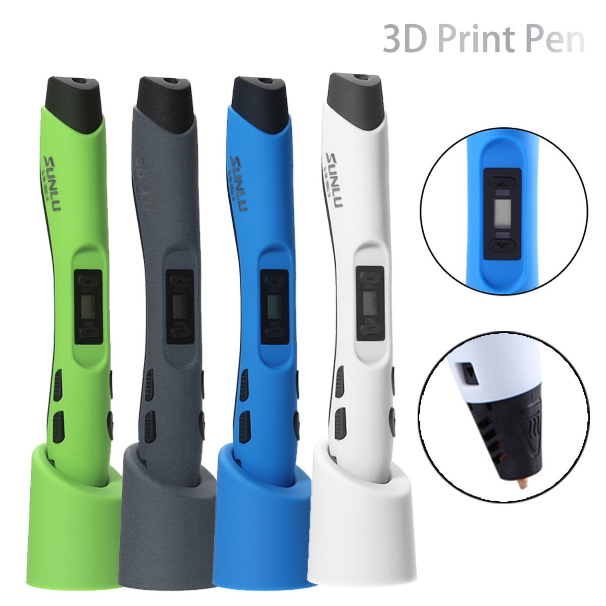 White/Blue/Green/Black EU/US/UK Plug 3D Printing Pen with Filament Set Support 1.75mm PLA PCL ABS Filament 18