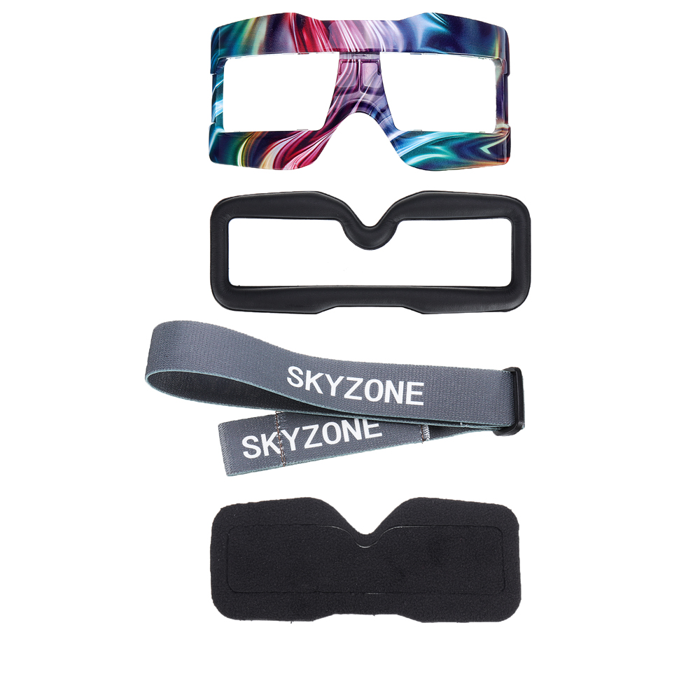 

SKYZONE SKY02C SKY02X Accessories Faceplate Foam Pad Head Band Strap PU Face Mask Guard Replacement Spare Part 4-in-1 Set for FPV Goggles