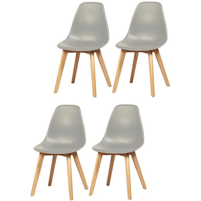 

SACHA Set of 4 Gray Dining Chairs with Wooden Solid Hevea Foot Office Home Chair Set Laptop Desk Chair
