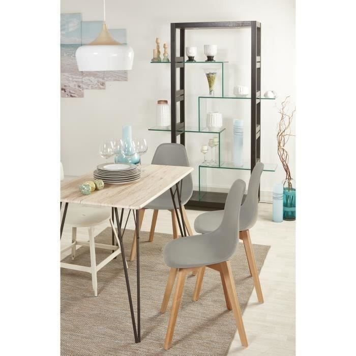 Sacha Set Of 4 Gray Dining Chairs With Wooden Solid Hevea Foot