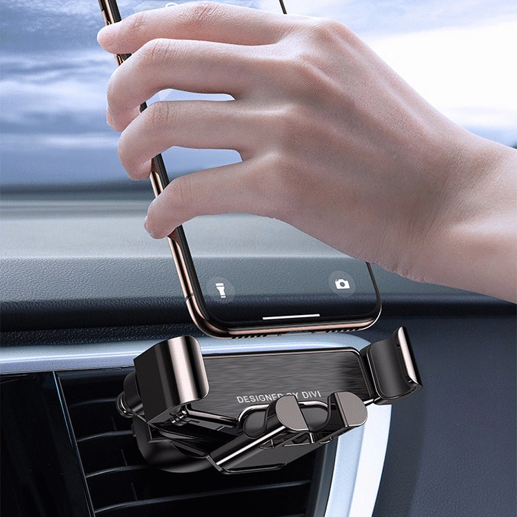 

Bakeey D1 Metal Gravity Linkage Automatic Lock Air Vent Car Phone Holder For 4.0-6.8 Inch Smart Phone For iPhone 11 Pro