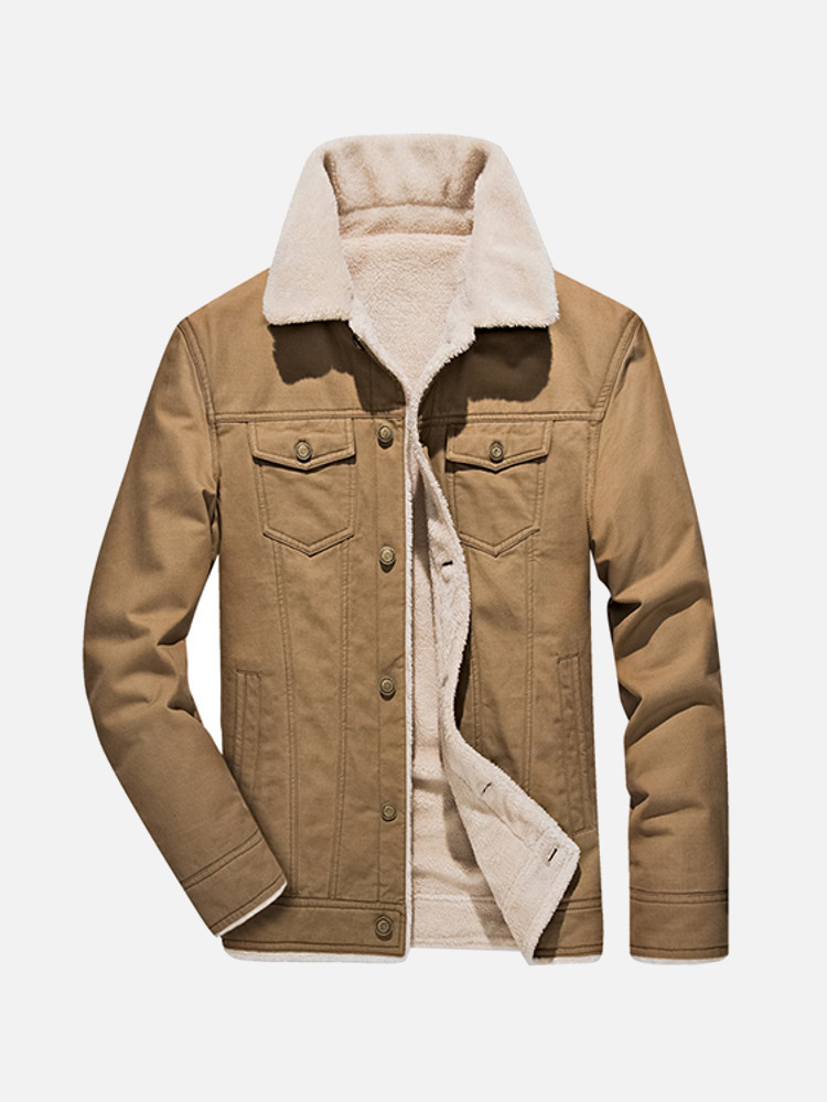 

Winter Casual Fleece Thicken Warm Slim Multi Pockets Jacket Coats