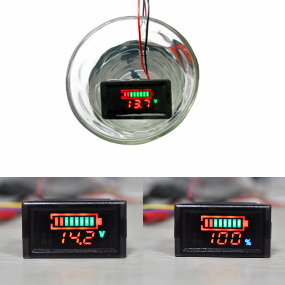 

2 in1 Waterproof Battery Capacity Indicator LED Digital Voltage 12V 24V 36V 48V Lithium Lead Acid Batteries Voltmeter Te