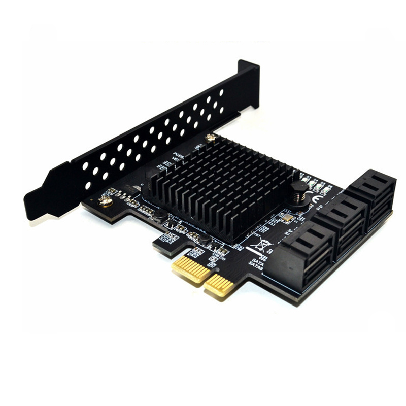 

ITHOO PCE6SAT-M01 6 портов SATA3.0 SSD PCI-E Плата расширения 6 Гбит / с Адаптер жесткого диска IPFS для настольного ком