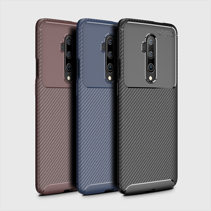 

For OnePlus 7T Pro Case Bakeey Luxury Carbon Fiber Shockproof Anti-fingerprint Silicone Protective Case