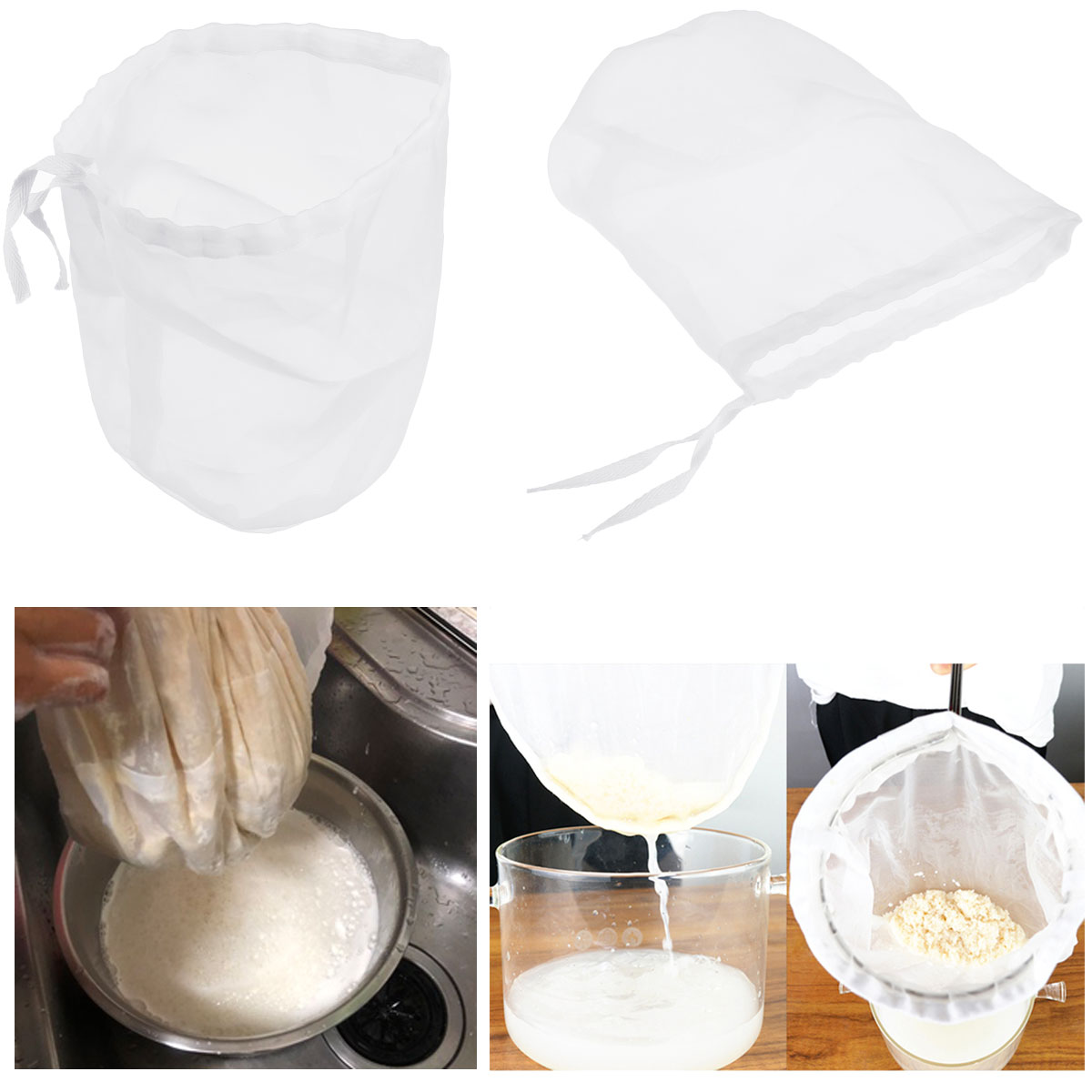 

15*20cm Reusable Filter Bag Mesh Tea Coffee Juice Cheese Cloth Milk Strainer Bag