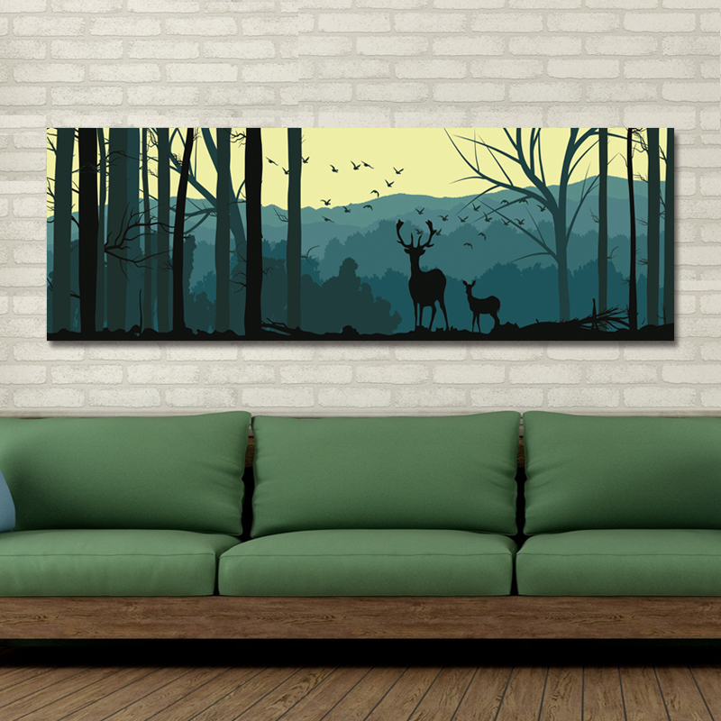 

DYC 10683 Single Spray Oil Paintings Cartoon Deer Forest Landscape For Home Decoration Paintings Wall Art