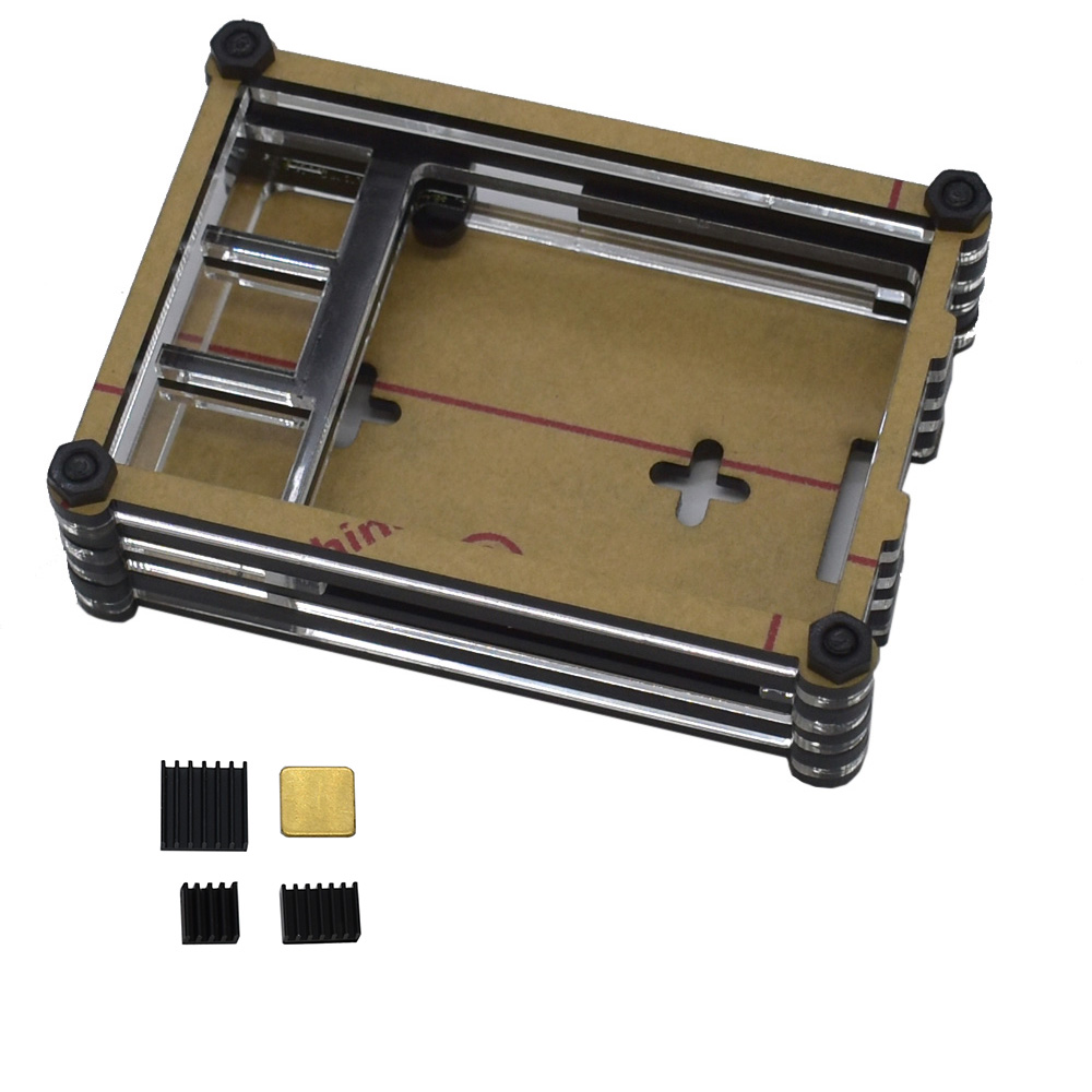 

9 Layer 3.5 Inch Display Acrylic Case Shell with Screw and Black Thin Copper Aluminum Heatsink for Raspberry Pi 4B