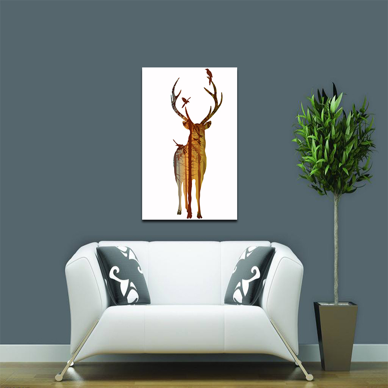 

Miico Hand Painted Oil Paintings Simple Style Male Deer B Wall Art For Home Decoration Painting
