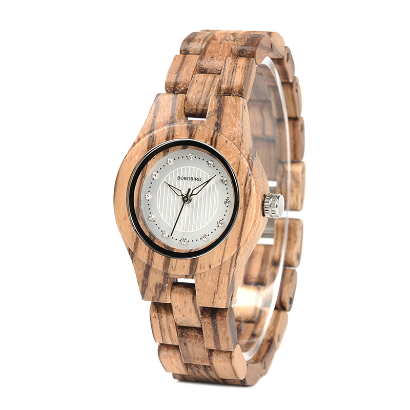 

BOBO BIRD O29 Small Dial Crystal Ladies Wrist Watch Casual Style Wooden Quartz Watch