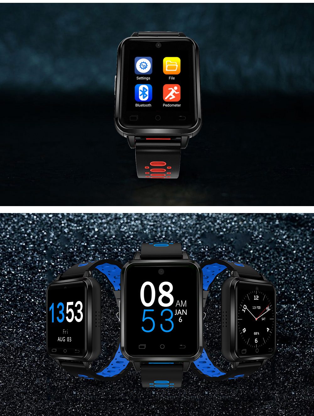 FINOW Q2 4G 1+16G GPS WIFI 2.0MP HD Camera Smart Watch Phone 1.54in Color Screen IP67 Waterproof Heart Rate Monitor Sports Fitness Bracelet 7