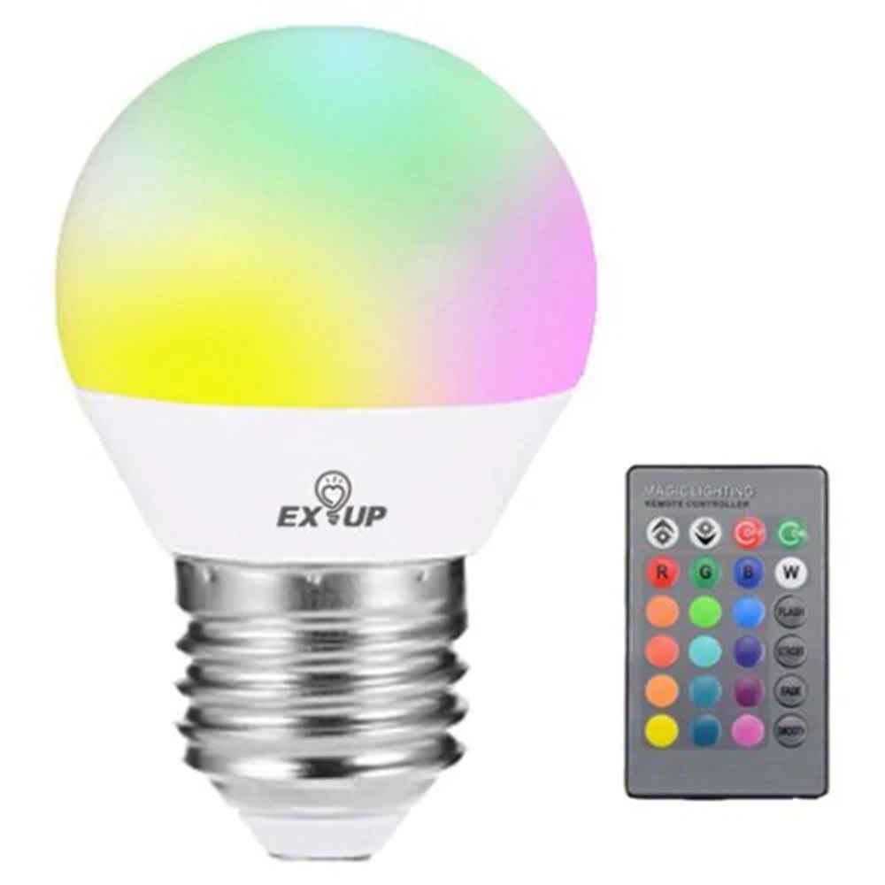 

EXUP AC85-265V 5W G45 E27 RGB LED Globe Light Bulb + 24Keys Remote Control for Home Living Room Decoration