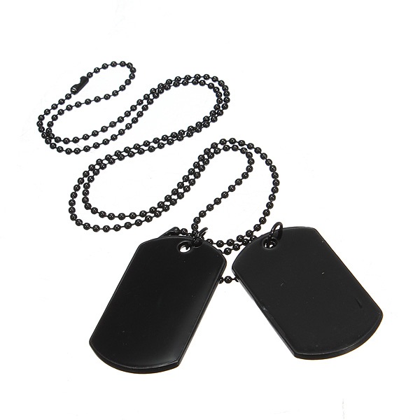 

2pcs Mens Army Style Black Собака Tag Кулон Ожерелье Длинные цепи