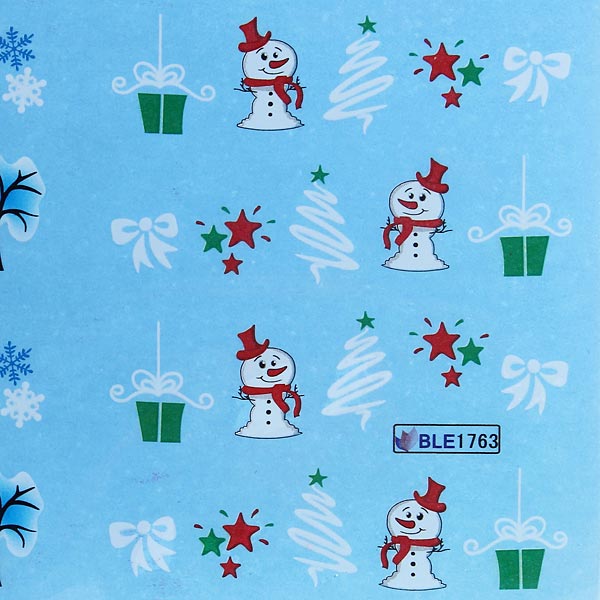 BLE Snowflake French Nail Art Tips Water Transfer Decals Sticker