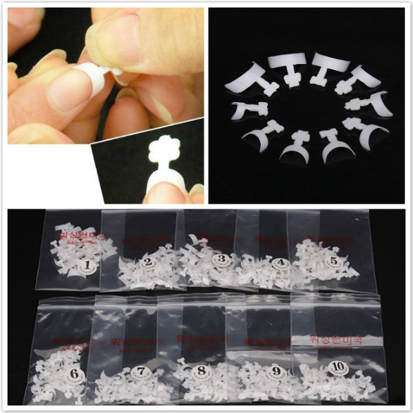 

500 раз белый французский ложные акриловые 3D ногтей советы украшения
