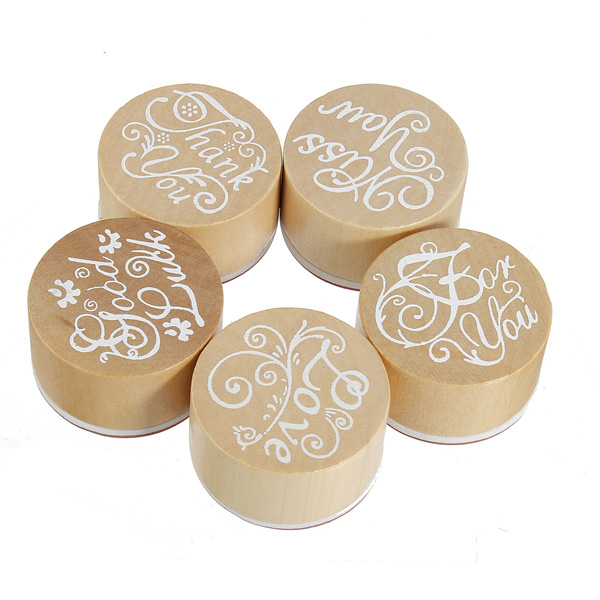 

Wooden Rubber Stamps Round Handwriting Wishes DIY Tool
