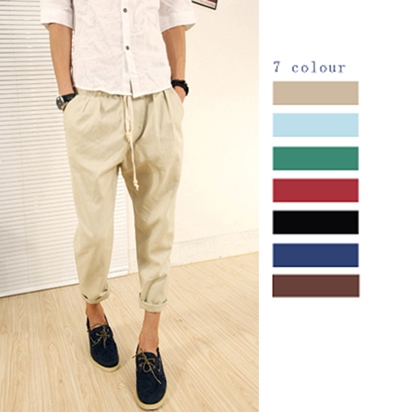 

Men's Fashion Casual Ankle Length Candy Color Linen Harem Pants