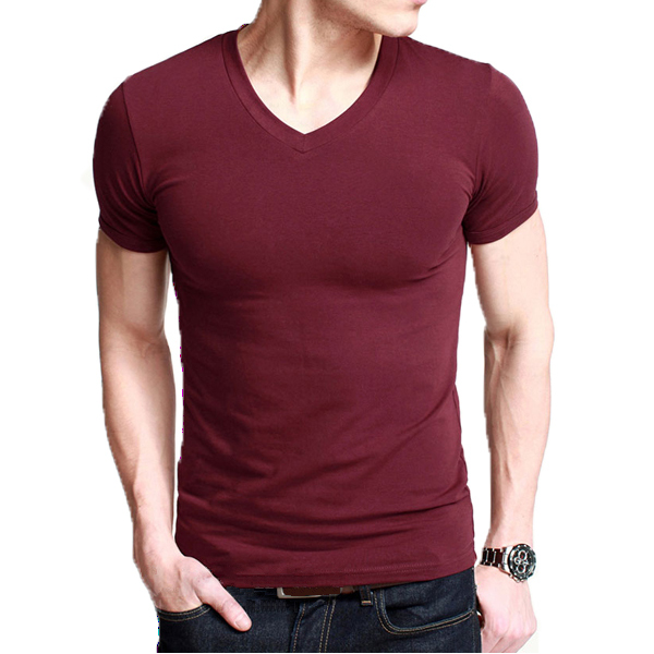 Mens casual slim fit v-neck solid multicolor short sleeve t-shirt Sale ...
