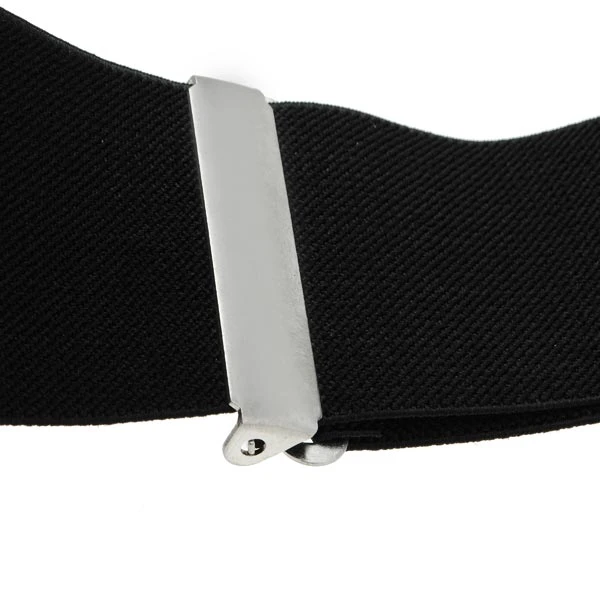 Mens Terylene 4 Clips High Stretch Elastic Black White Suspenders 