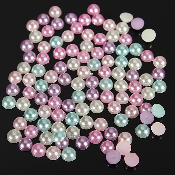 Colourful Half Pearls Wheels Nail Body Art Face Gems Festival Costume Craft UK