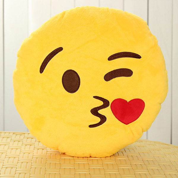 Emoji Smiley Emoticon Yellow Round Cushion Pillow Soft Toy