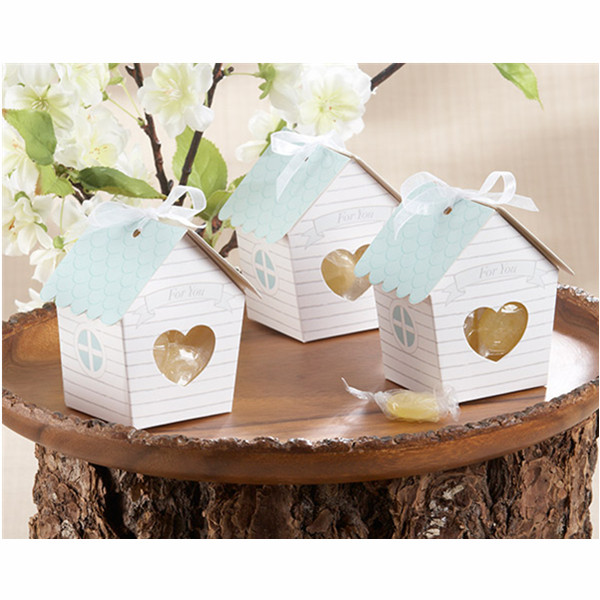 

Mini House Candy Boxes With Clear Heart Wedding Favor Gift