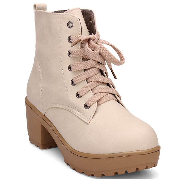 

European Style Thick Heel Lace Up Wedge Women Ankle Boots