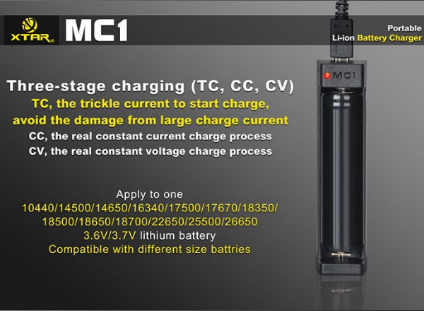 XTAR MC1 18650 14500 26650 Battery Micro USB Rapid Smart Battery Charger